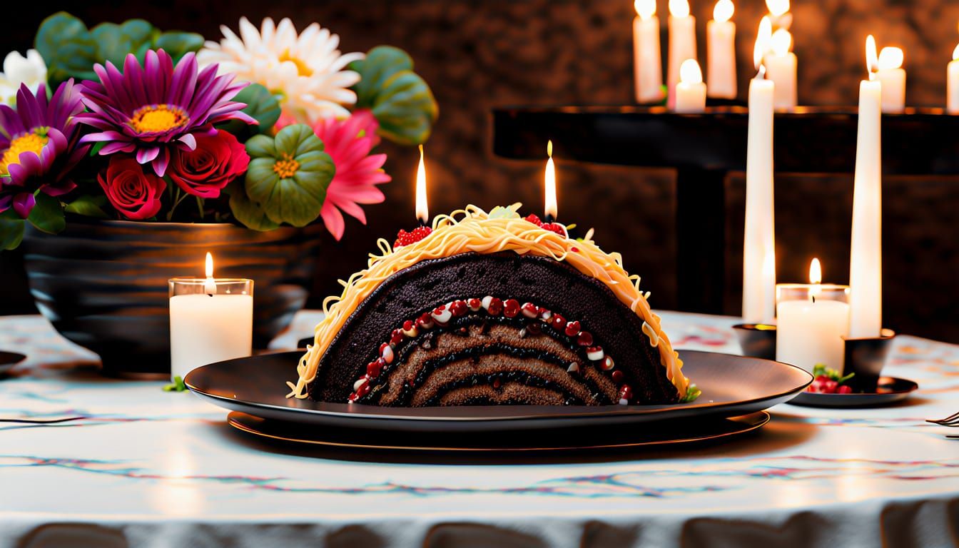 Surreal Gemstone Food Arrangement on Elegant Table