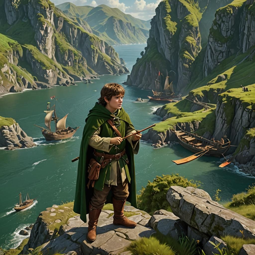 Halfling Bard on Coastal Bluff: Fantasy Concept Art