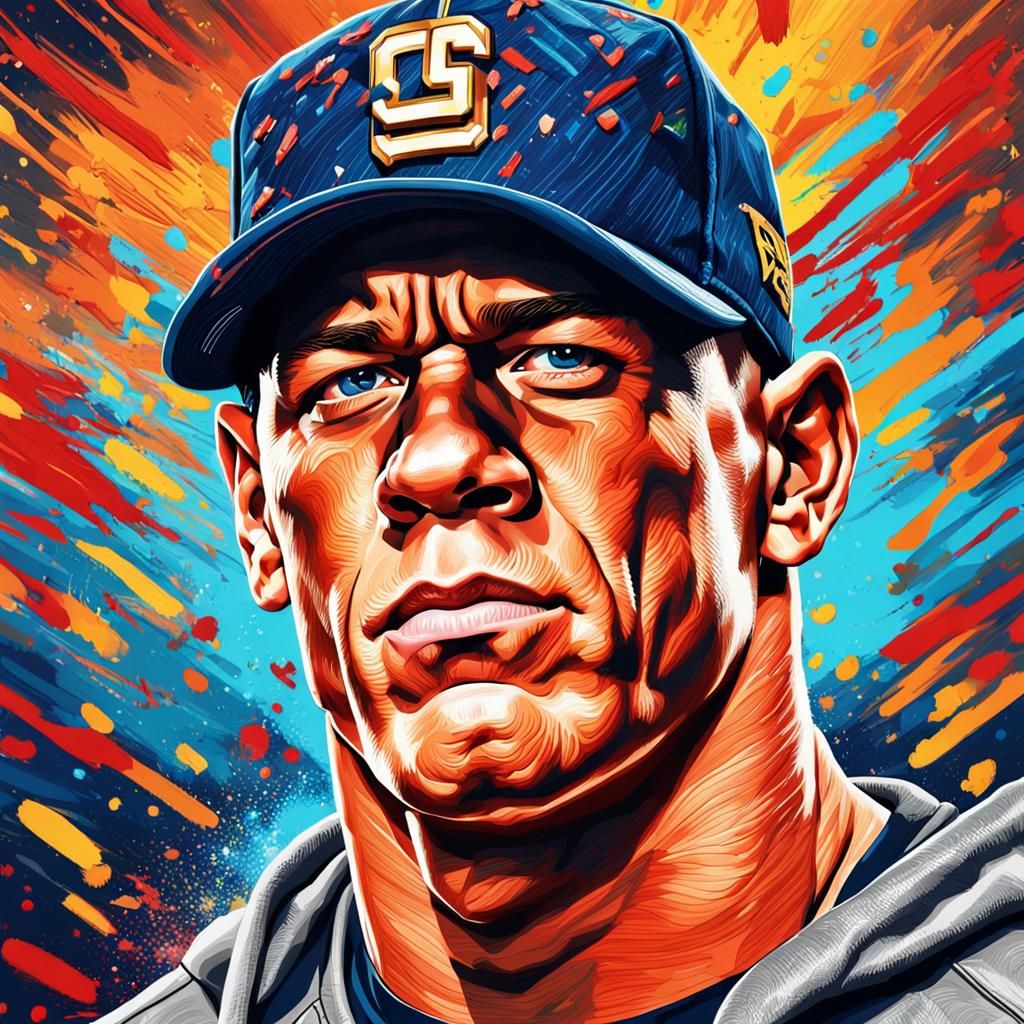 Hyperrealistic Portrait of John Cena, Splash Art