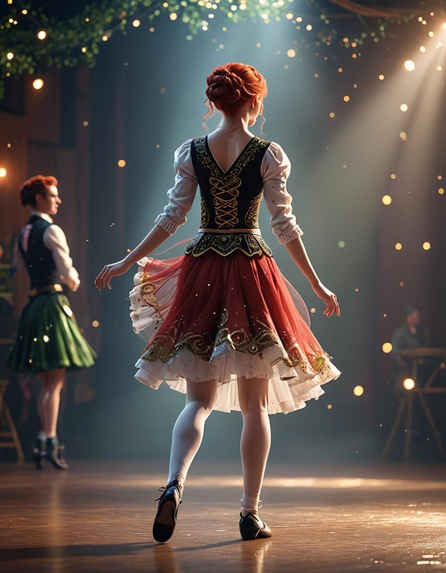 Whimsical Irish Dancer in Fantasy Setting