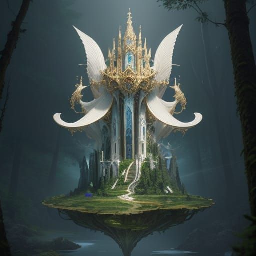 Epic High Fantasy Floating Island Oasis