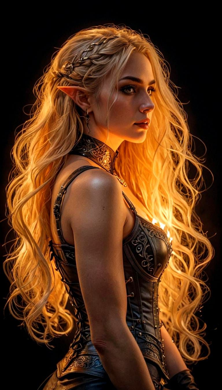 Gothic Elf in Binding Circle: Dark Fantasy Art