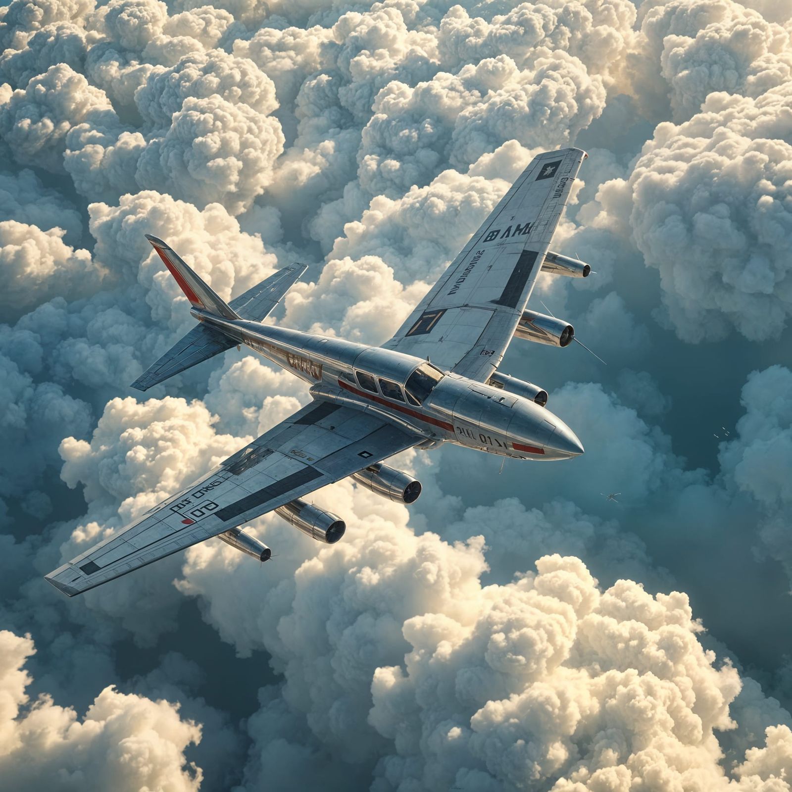 Airplane in Clouds: Photorealistic 3D Render