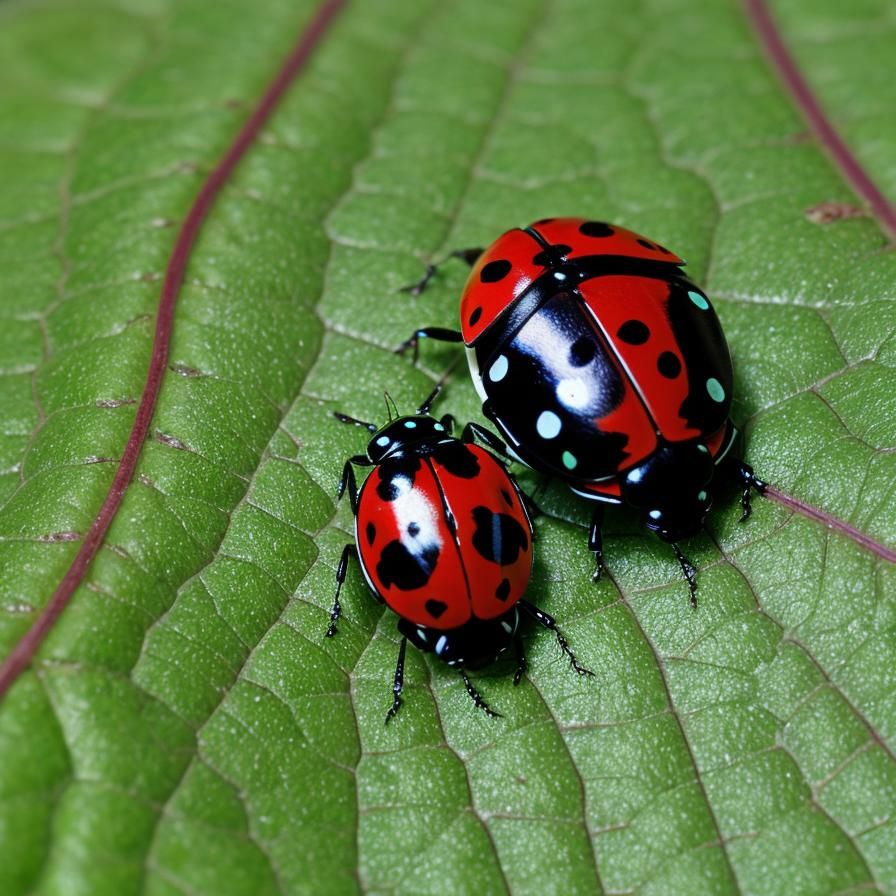 Ladybug on Leaf in Infrared Colors