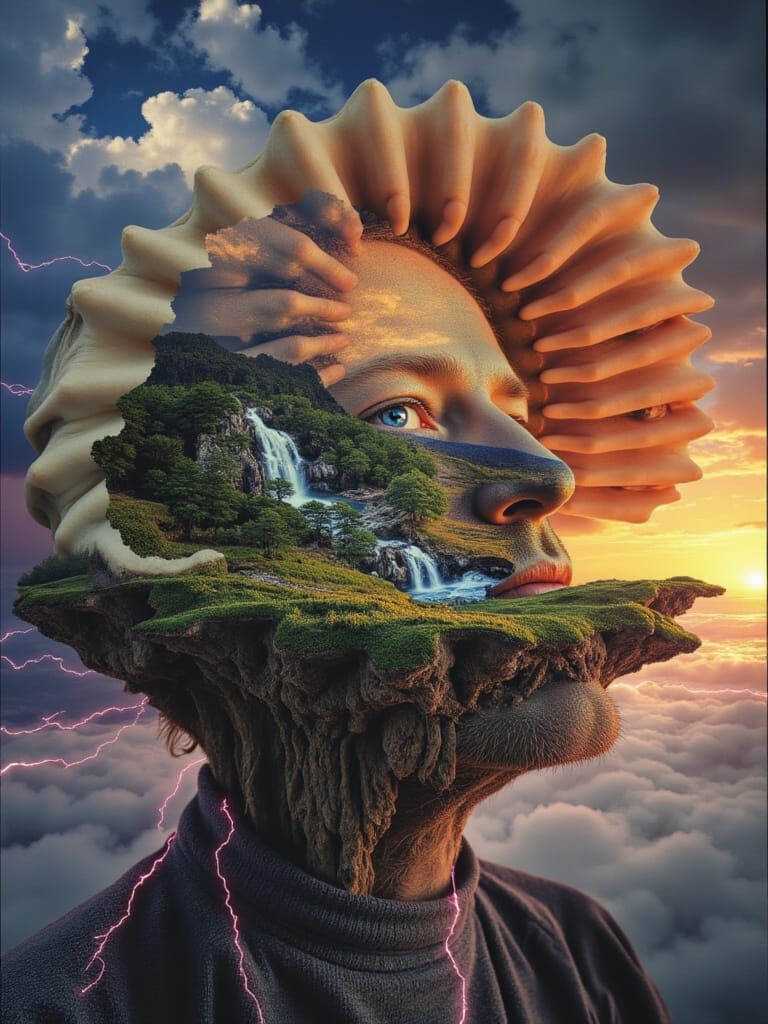 Surreal World Inside a Seashell