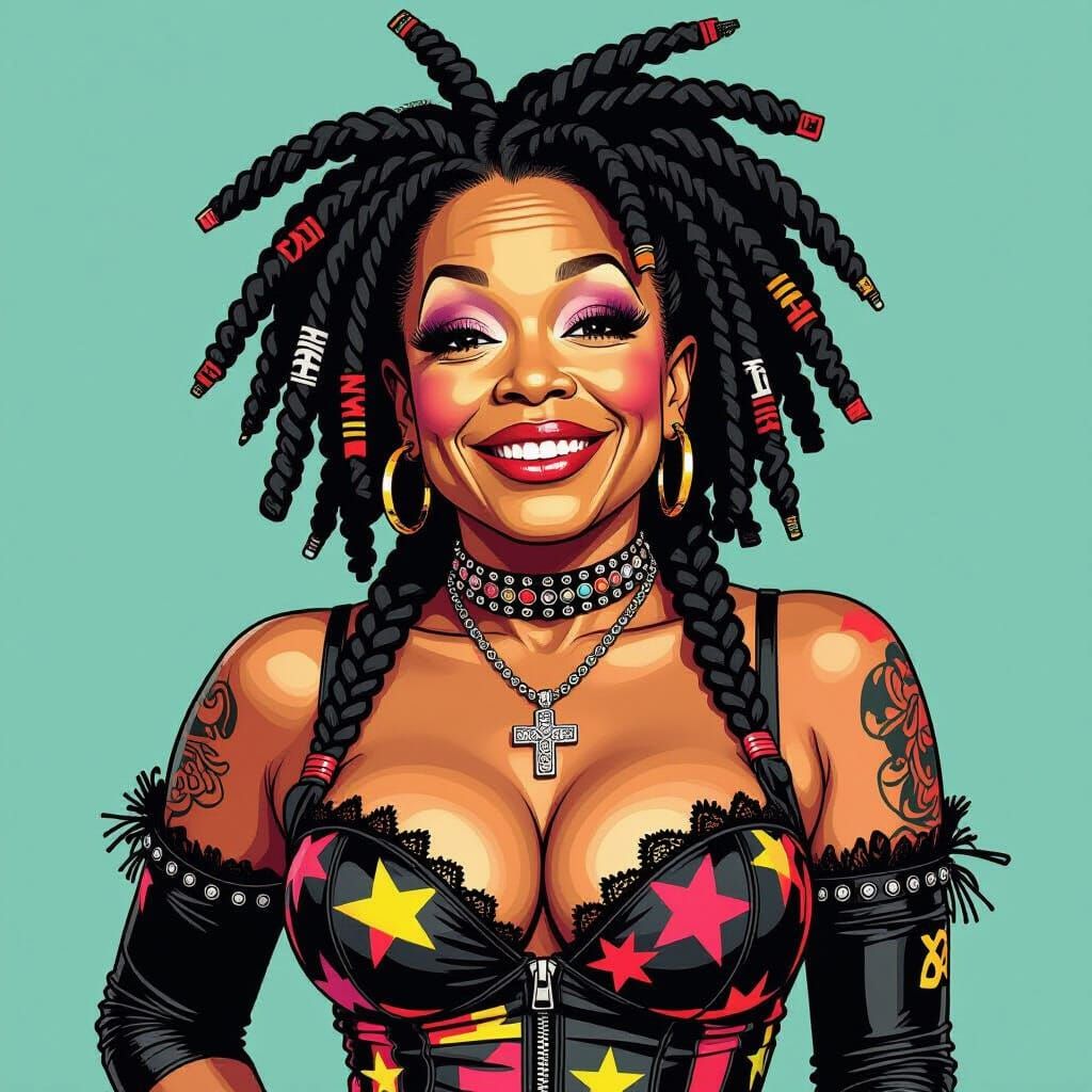 Punk Burlesque Portrait Inspired by Whoopi Goldberg