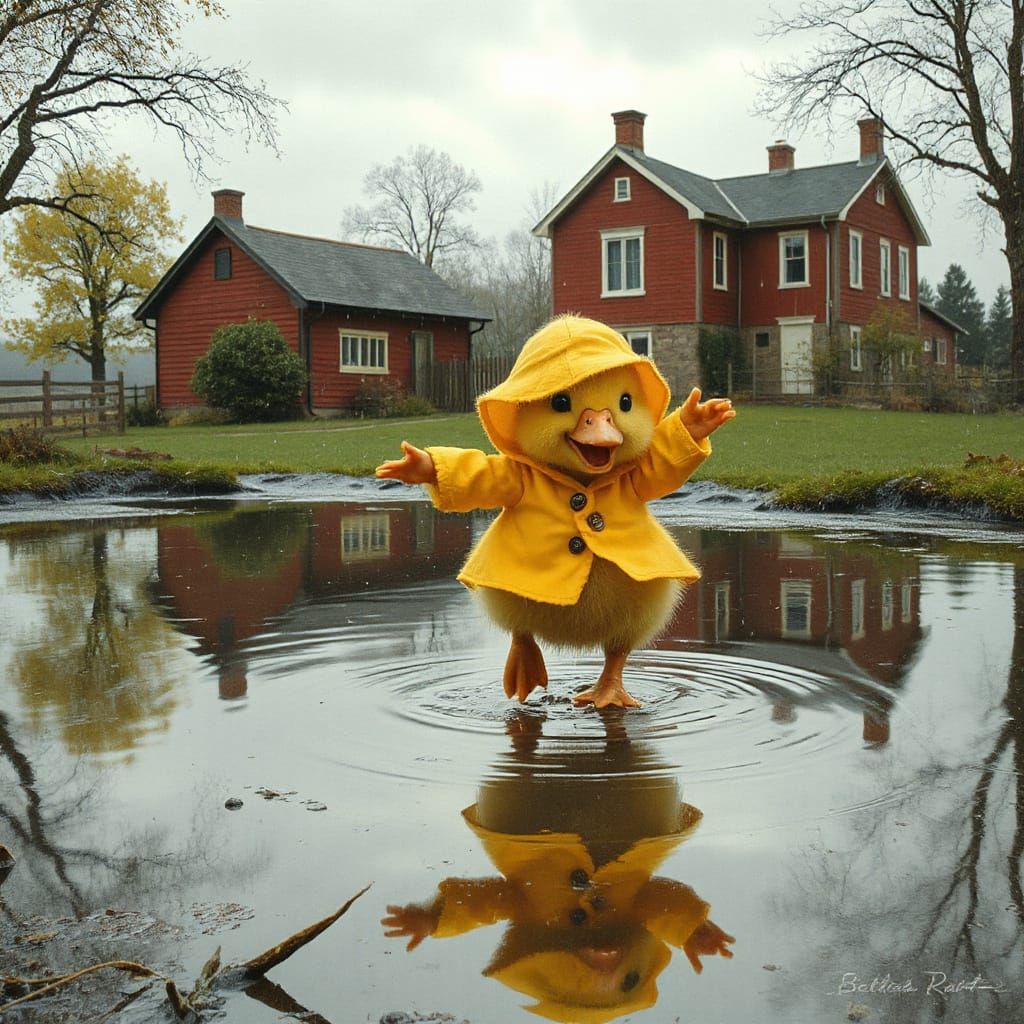 Duckling's Rainy Day Dance: Beatrix Potter Style