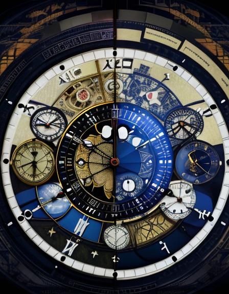 Retrofuturistic Multiple Exposure of Clocks and TARDIS