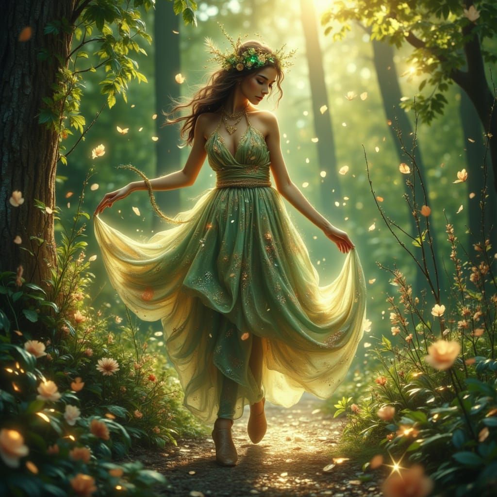 Anime Druid of the Forest with Sunstone Headdress