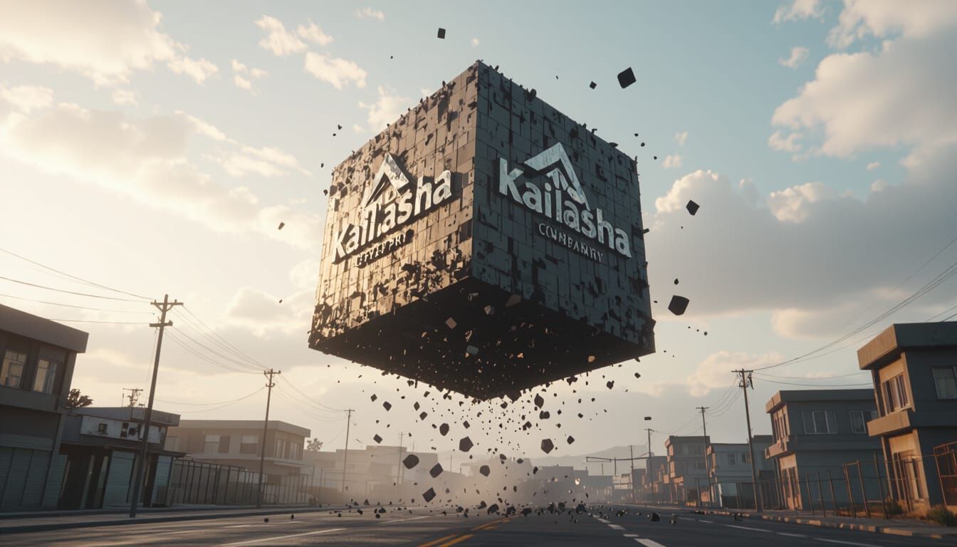 Kailasha Developer Logo Falling: 3D Cinematic Render