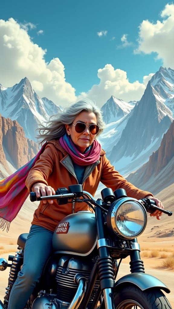 Royal Enfield Motorcycle Ride in Surreal Landscape