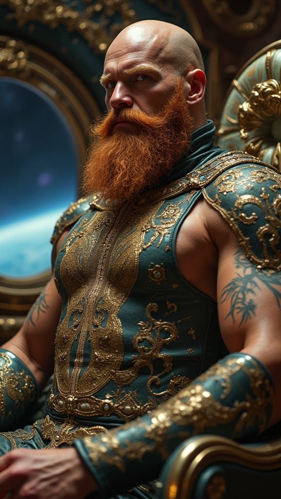 Macho Redneck God in Opulent Rokoko Spacesuit