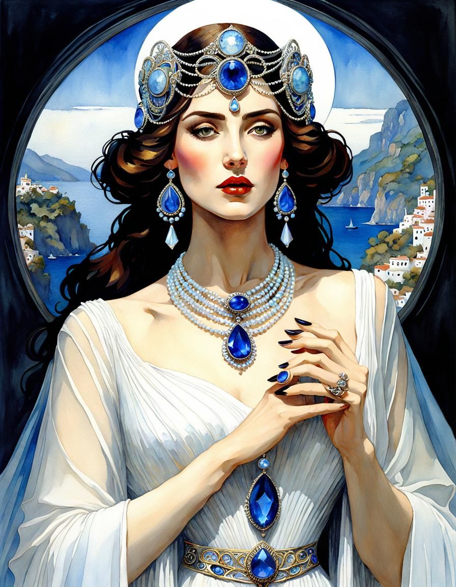 Fantasy Art Nouveau Ring with Deep Colors