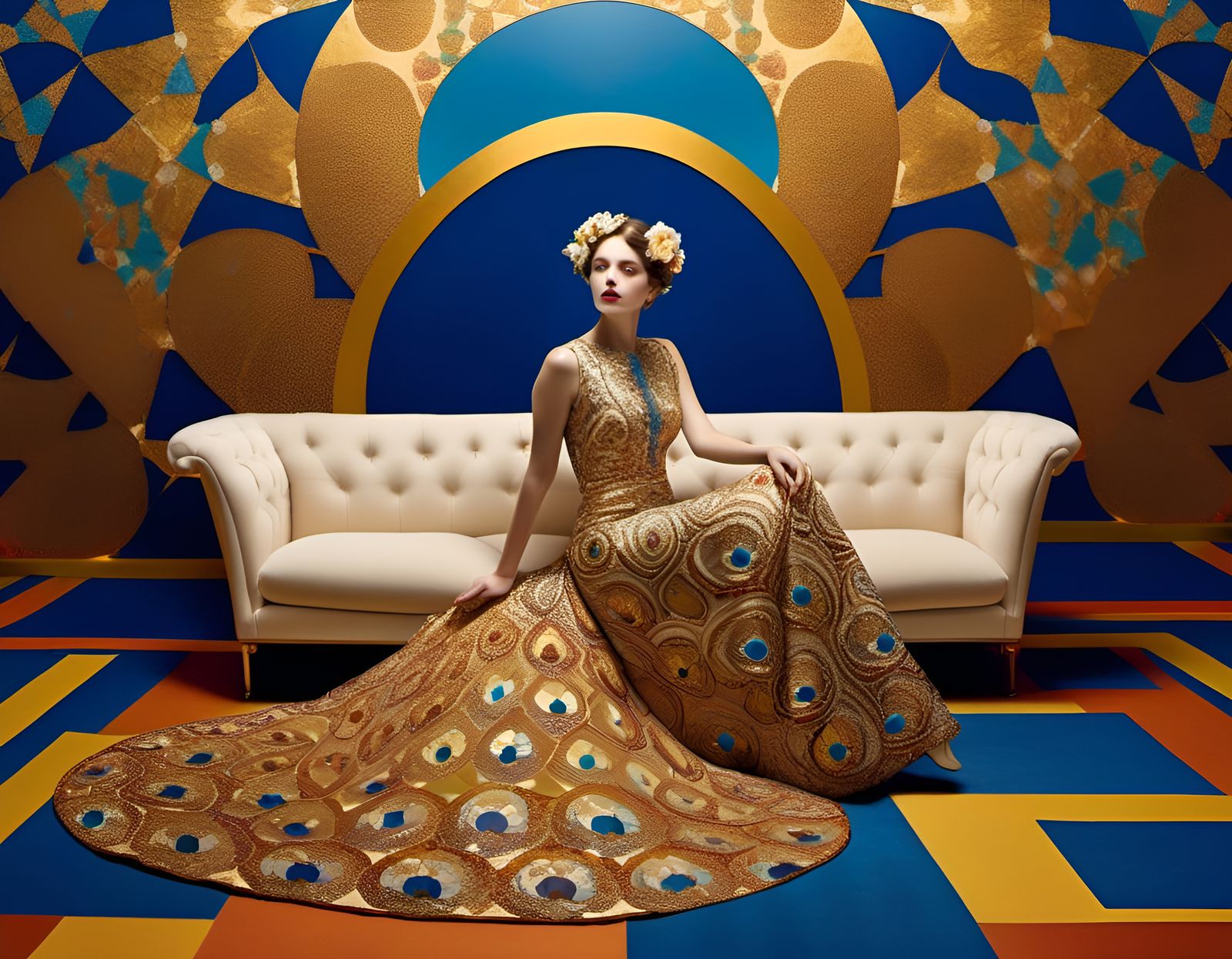 Golden Portrait in Vienna Secession Style