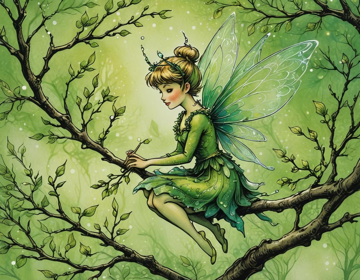 Fairy Paints Spring: Victorian Illustration