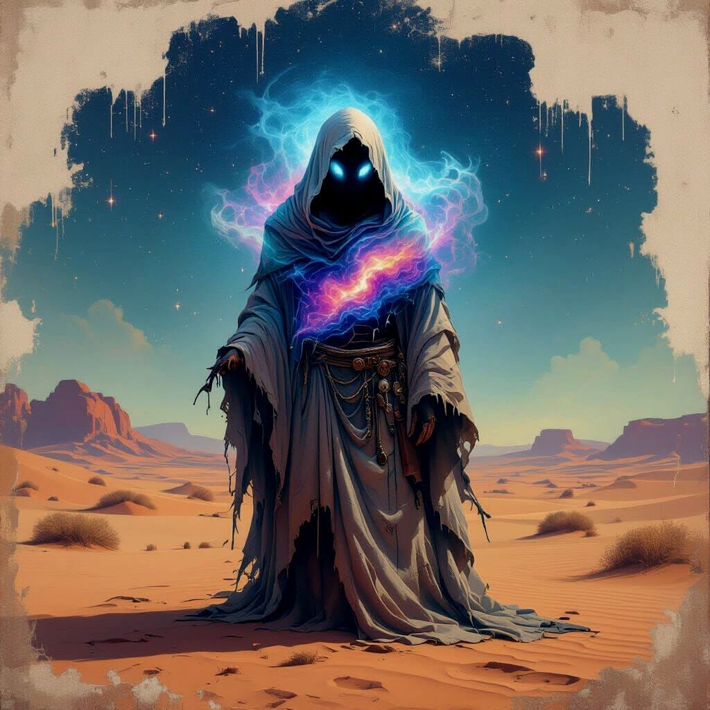 Nebulous Void Creature in Desert Airbrush Mural