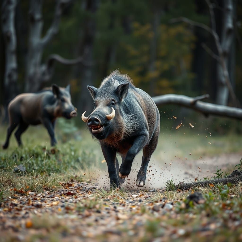 Wild Boar Charges Man in Intense Encounter