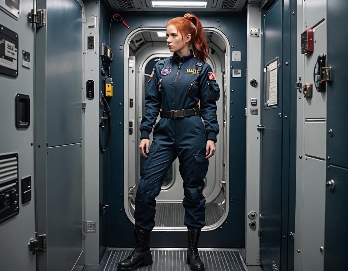 Red-Haired Crew Member on USSF Space Ship