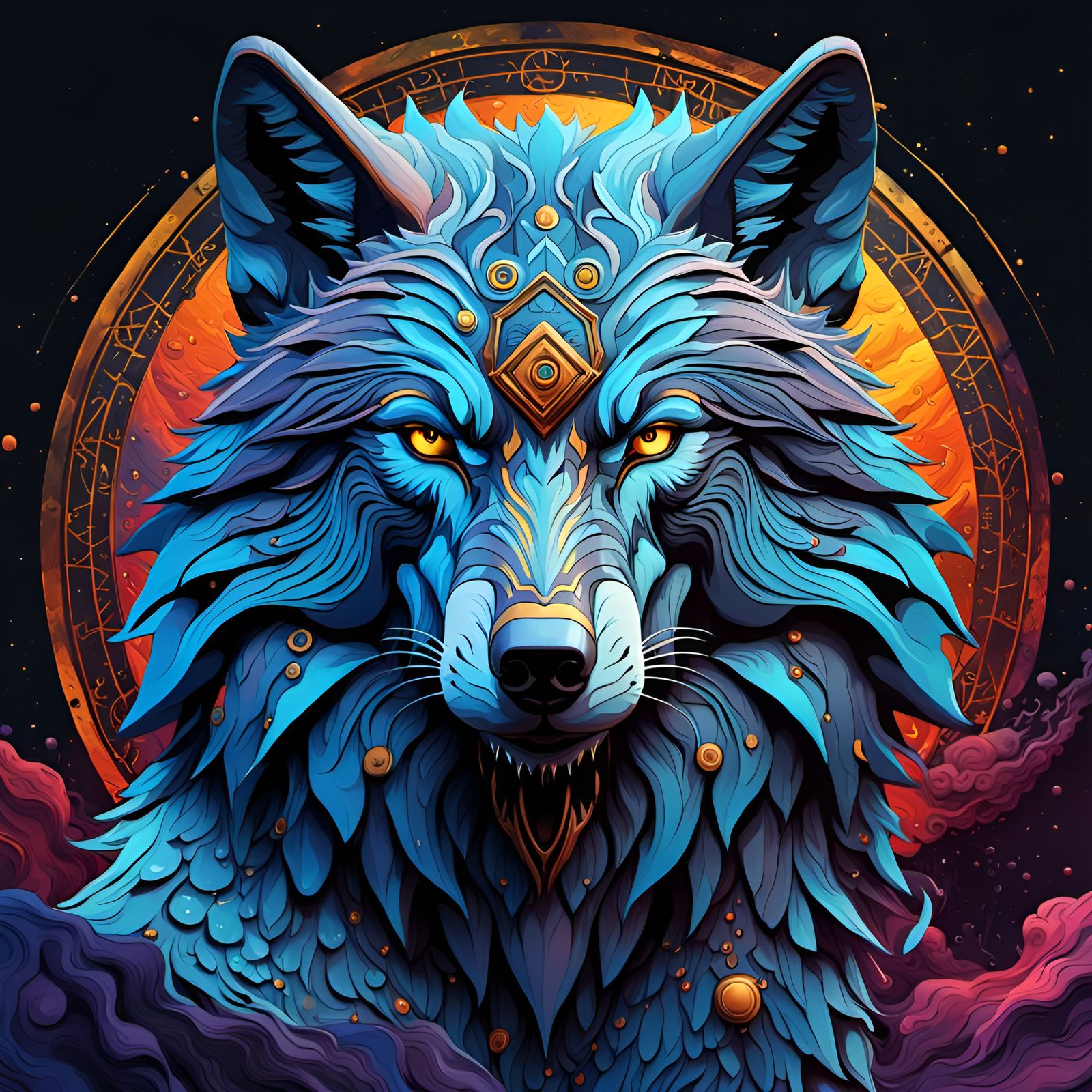 Wolf abstract art complementary