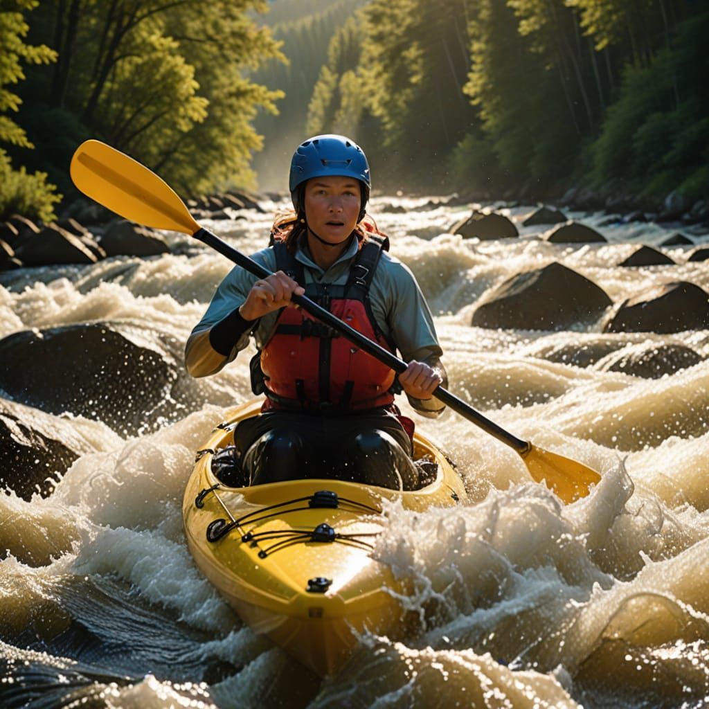 Thrilling Kayaker in Whitewater: Epic Adventure Photography