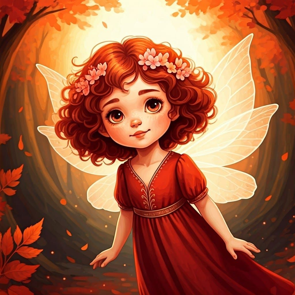 Whimsical Fairy Amidst Autumn Landscape in Gouache Painting ...