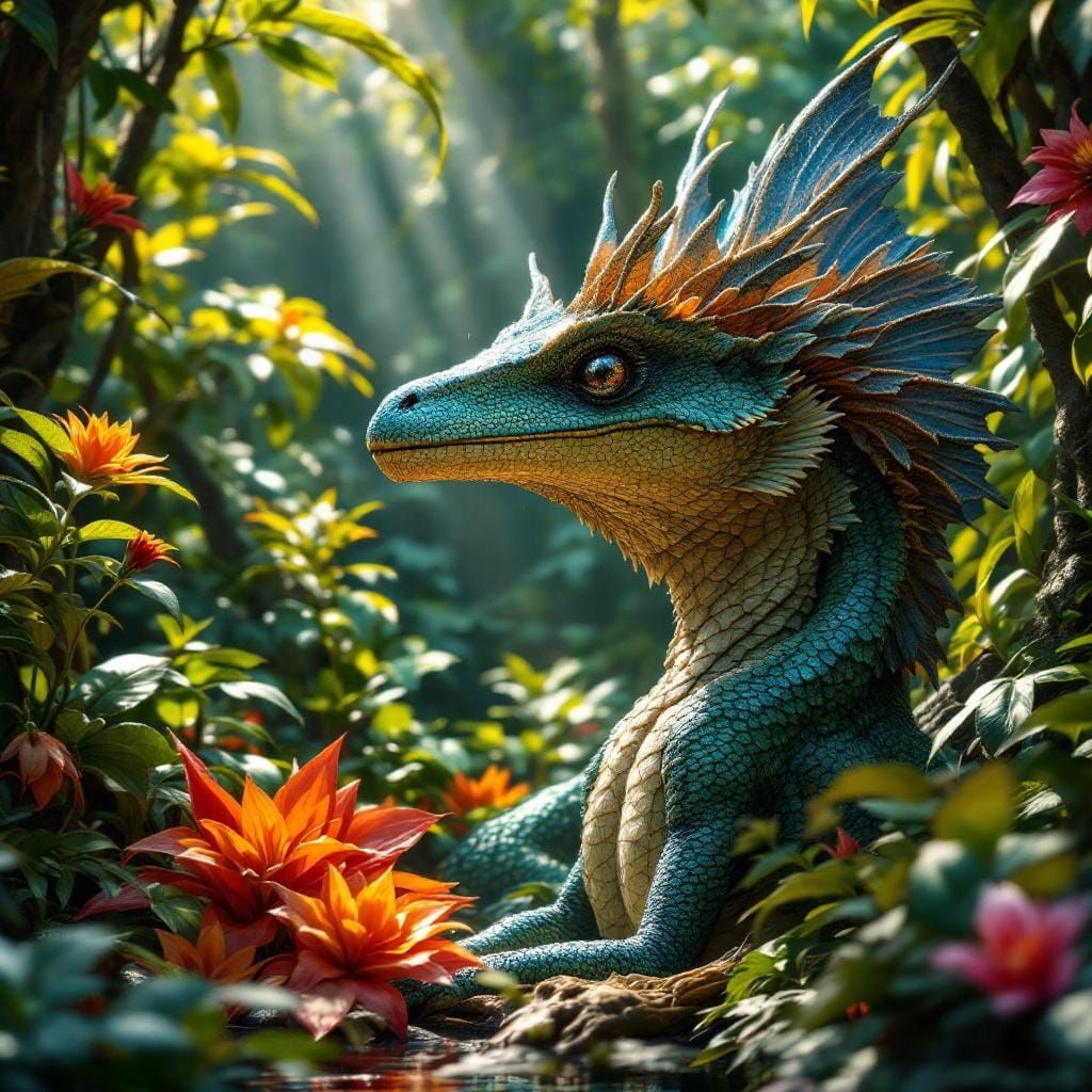 Pteradon in Jungle Sunlight: Digital Concept Art