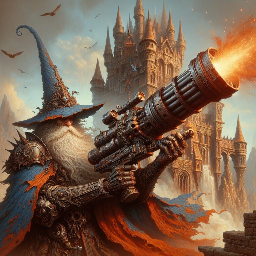 Wizard's Rocket: Fantasy Art Matte Painting