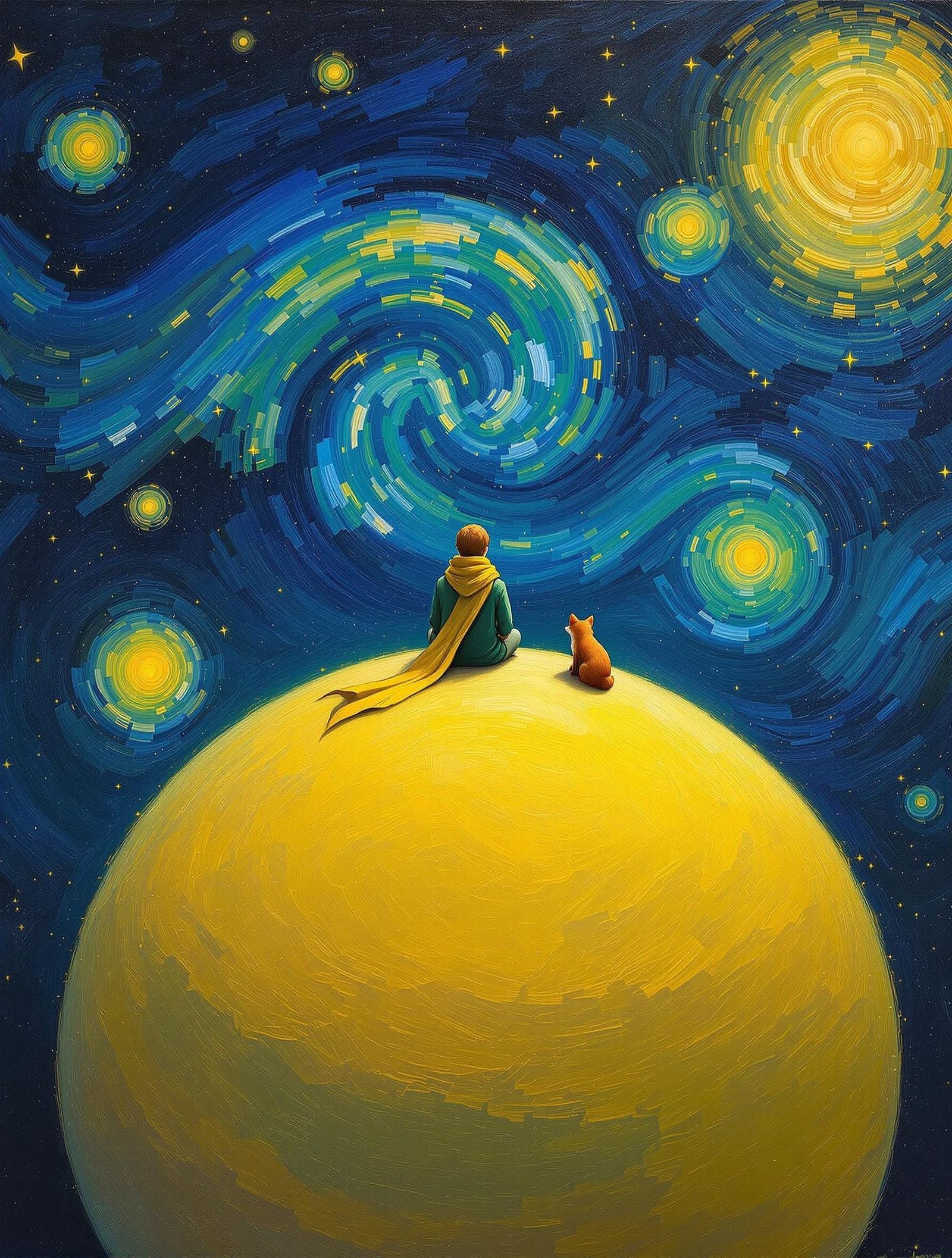 Serenity on a Lonely Yellow Planet in Oil