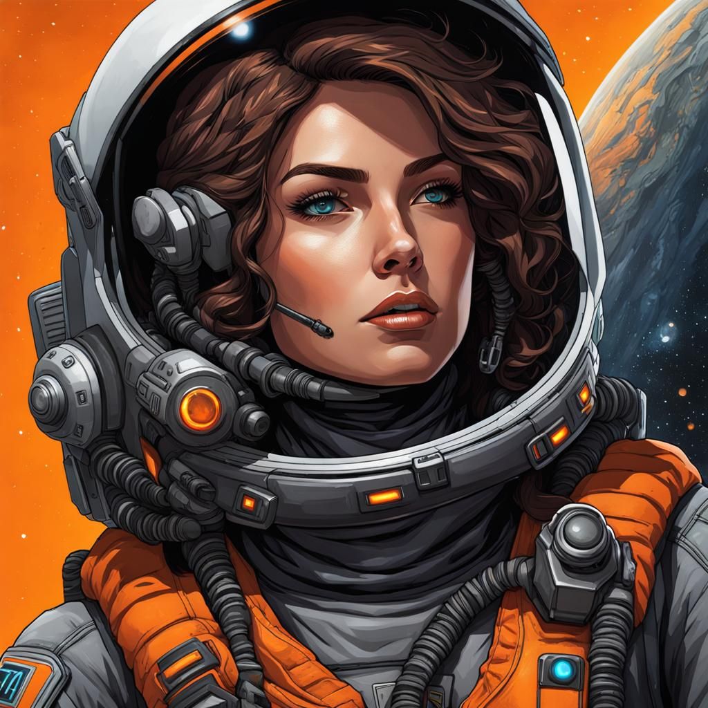 Female Space Explorer on Alien Planet in Hyperrealism