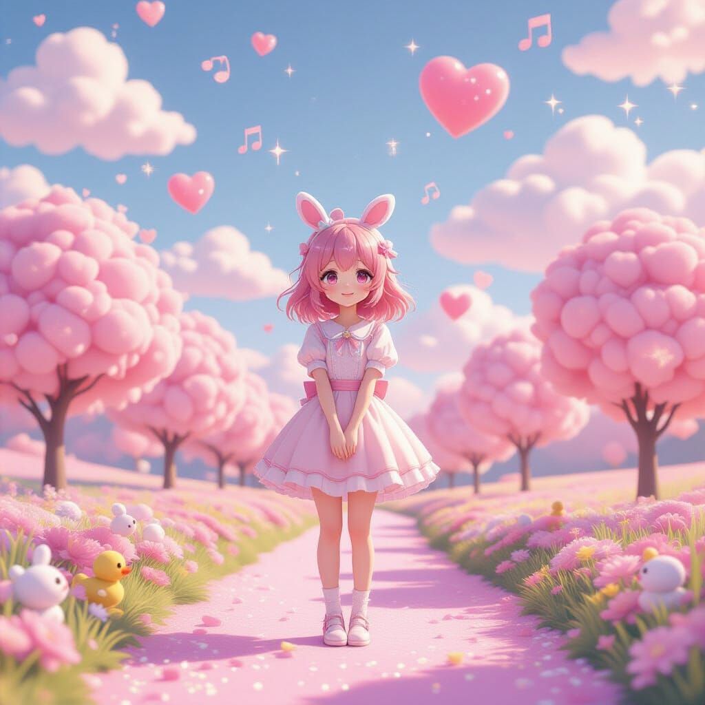 Dreamy Candy Wonderland: Soft Girl in Anime Style