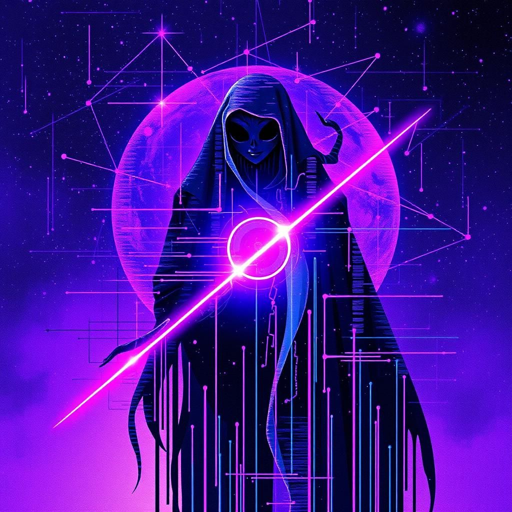 Maximalist Constellation with Glitch Effects in Cyberpunk St...