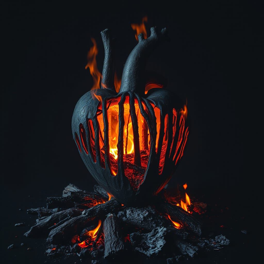 Burning Heart Forest: Surreal Dark Art