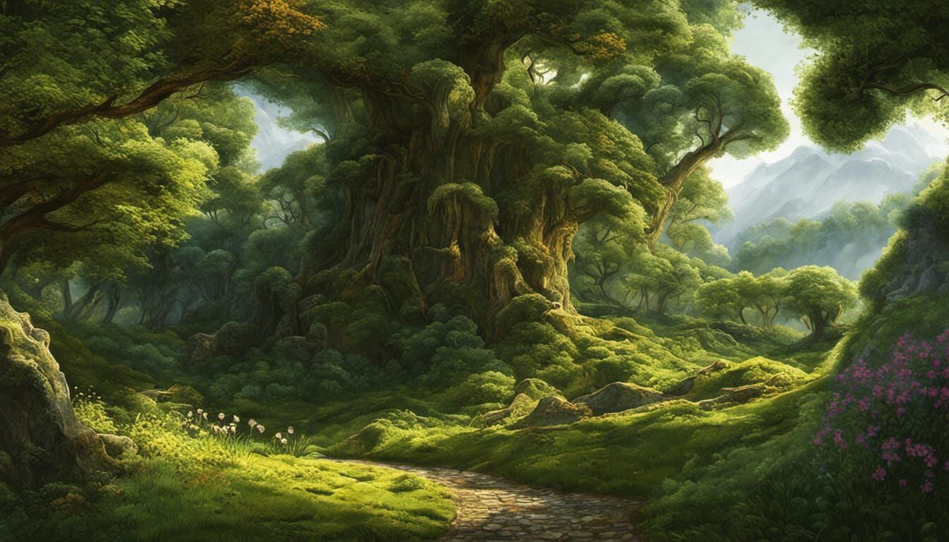 City Overgrown: Vines and Moss in Origami Style