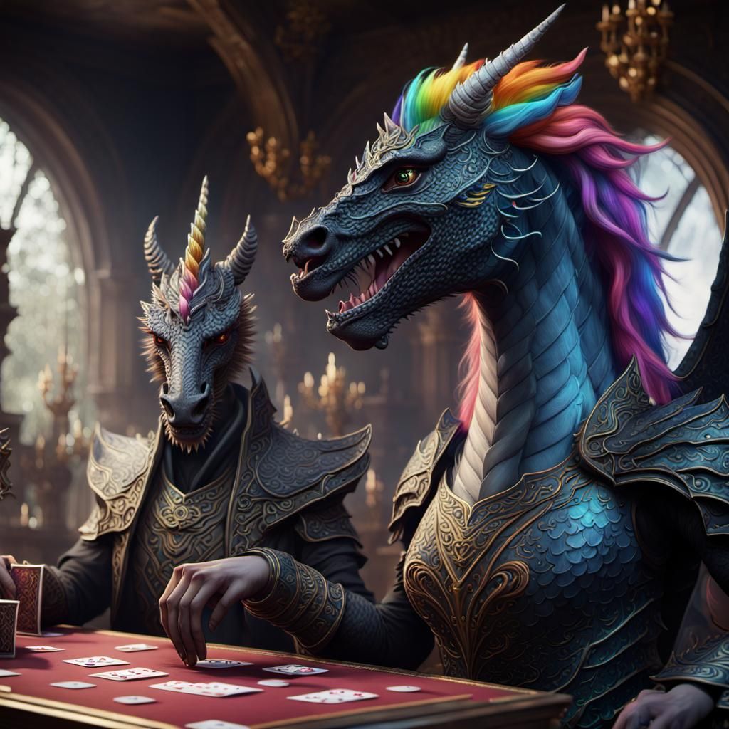 Black Dragon and Rainbow Unicorn Card Game