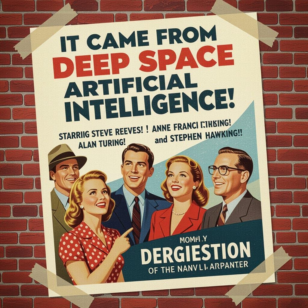 1940s Sci-Fi Movie Poster on Brick Wall