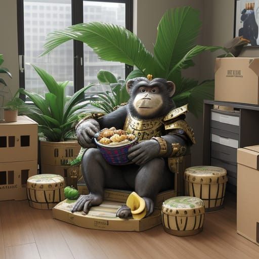 Baby Primate in Cardboard Box Armor