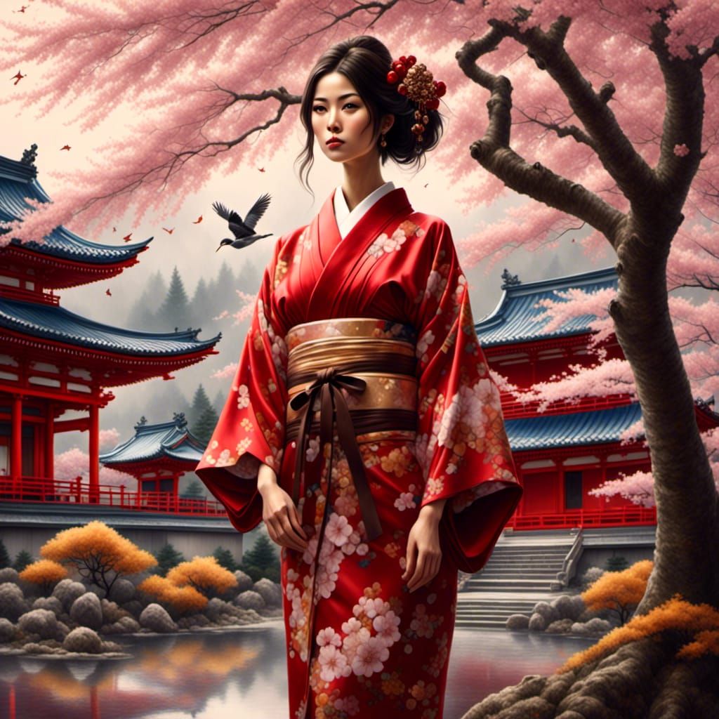 Empress Masako in Jūnihitoe Kimono with Sakura