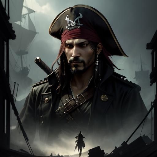 Sinister Pirate Portrait in Dark Fantasy Style