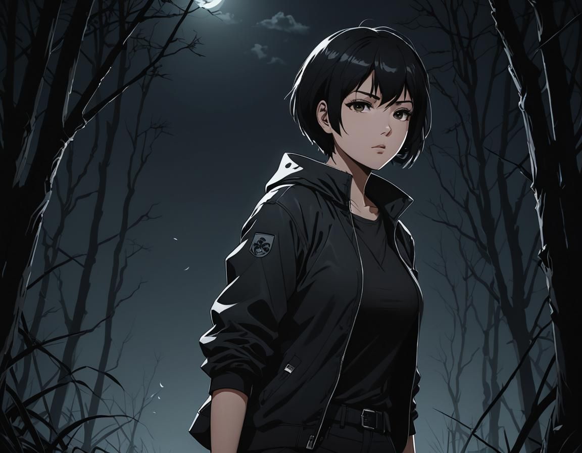 Anime Woman Hunting in the Dark