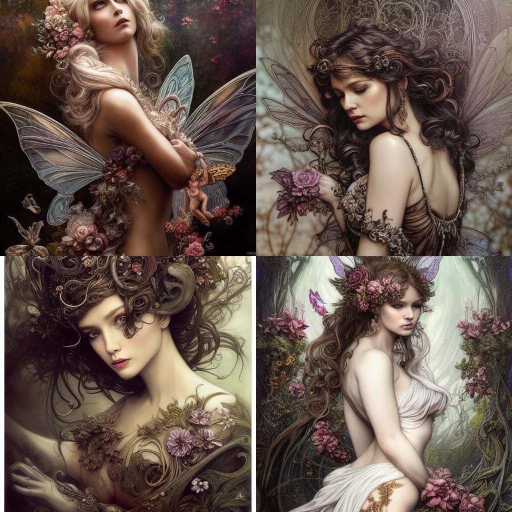 Hyperdetailed Rococo Fairy in Dark Regal Colors