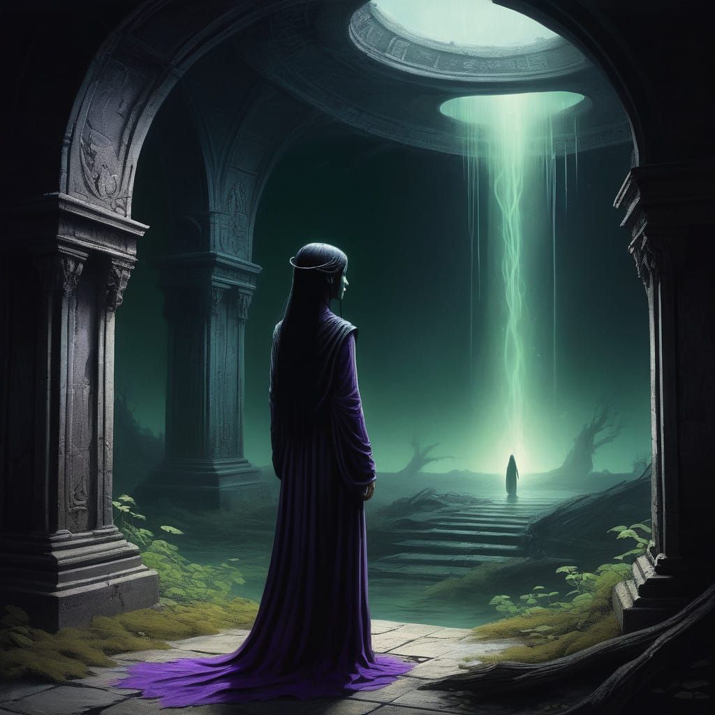 Mysterious Aluba in Haunting, Gothic Fantasy Style