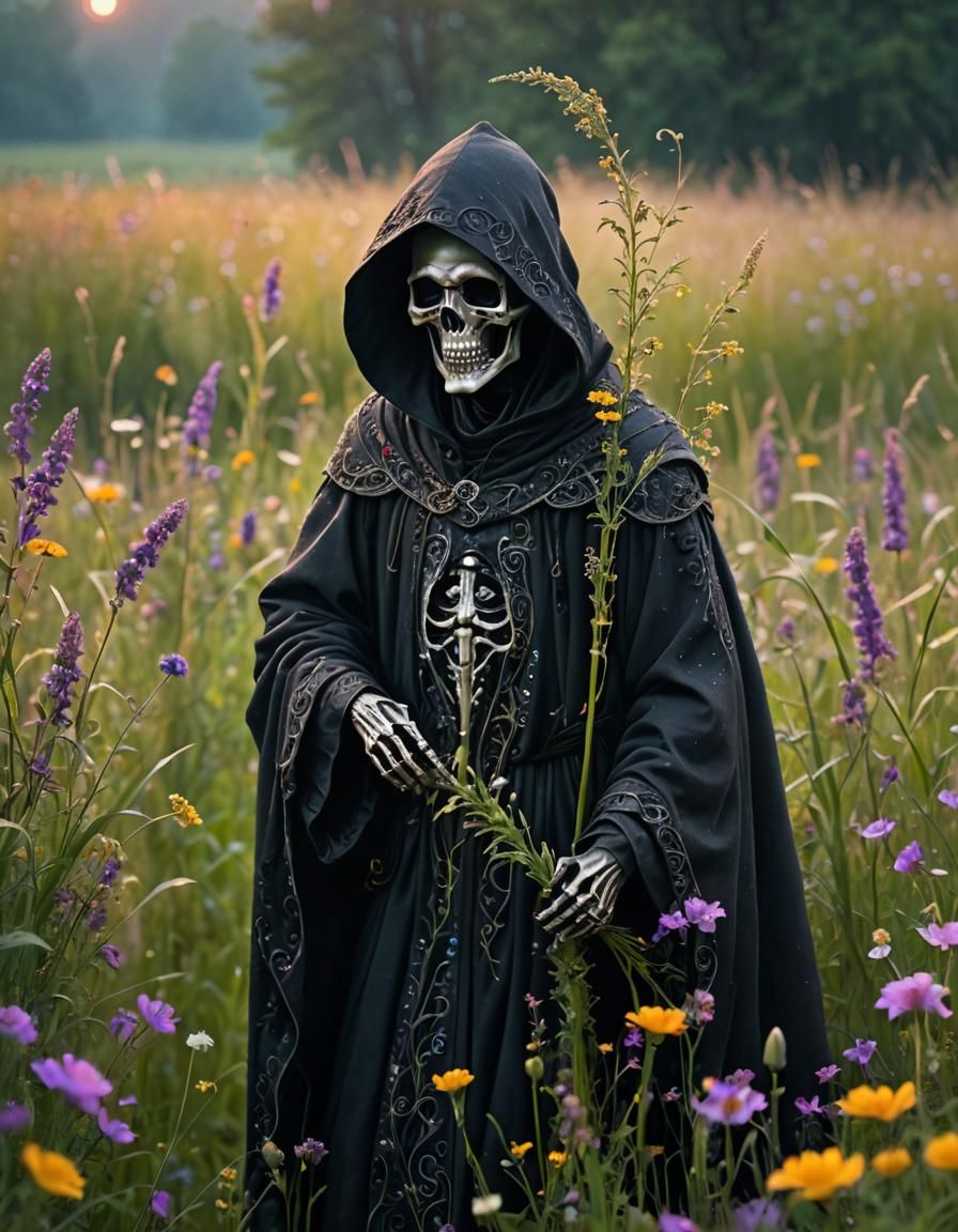 Endearing Grim Reaper in Lush Meadow