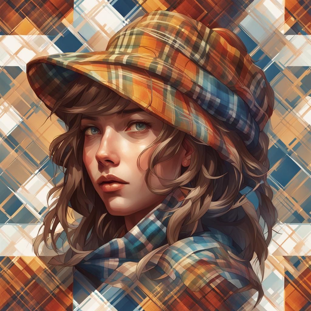 Detailed Plaid Pattern Portrait in Artgerm Style