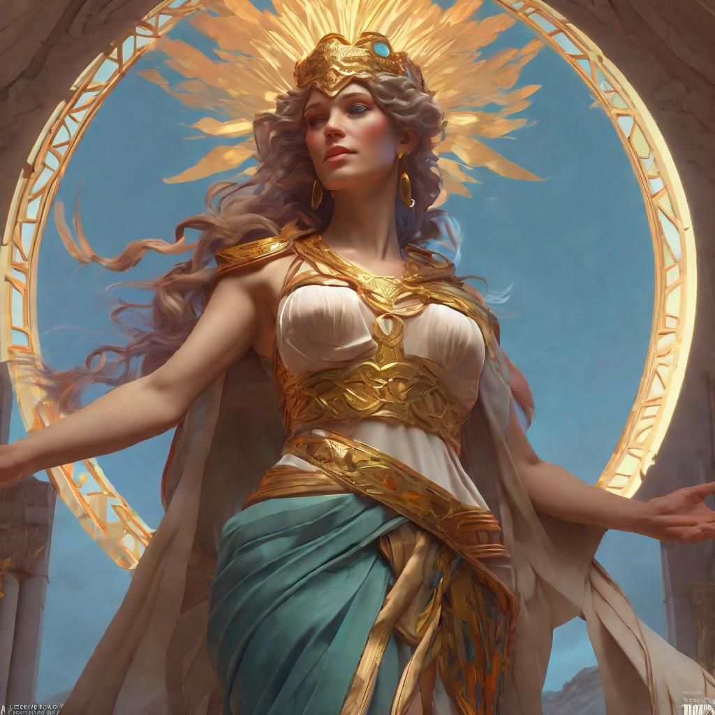 The Roman goddess Fortuna  8k resolution concept art portrait by Greg Rutkowski, Artgerm, WLOP, Alphonse Mucha dynamic l...
