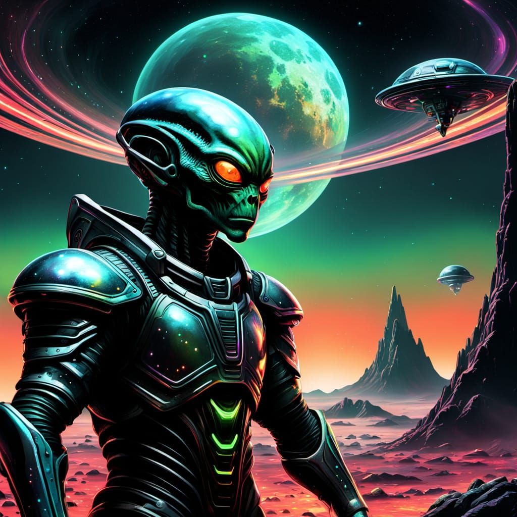 Vibrant Alien on Planet in Science Fiction Style