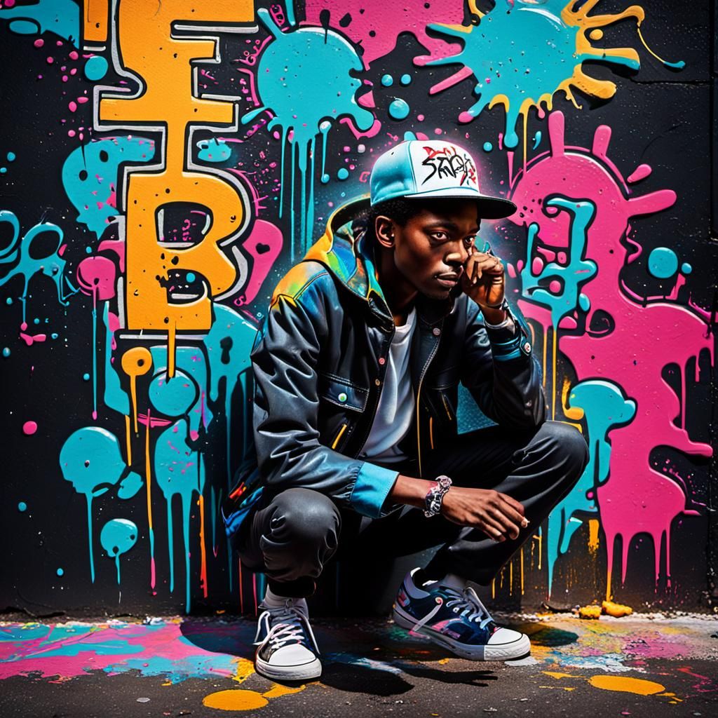 Vibrant Urban Art Piece in Dripping Paint Style