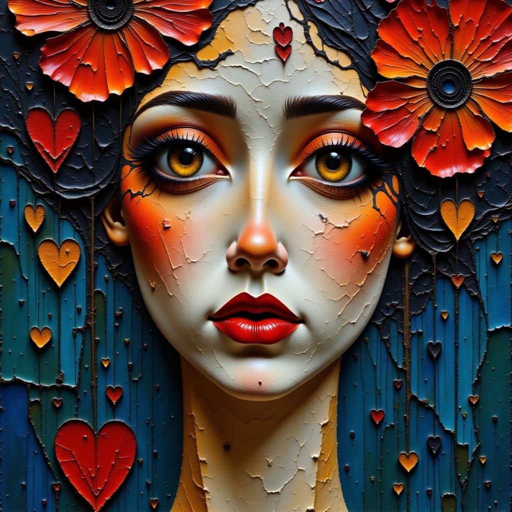 Dreamlike Modern Oil Painting of a Beautiful Woman