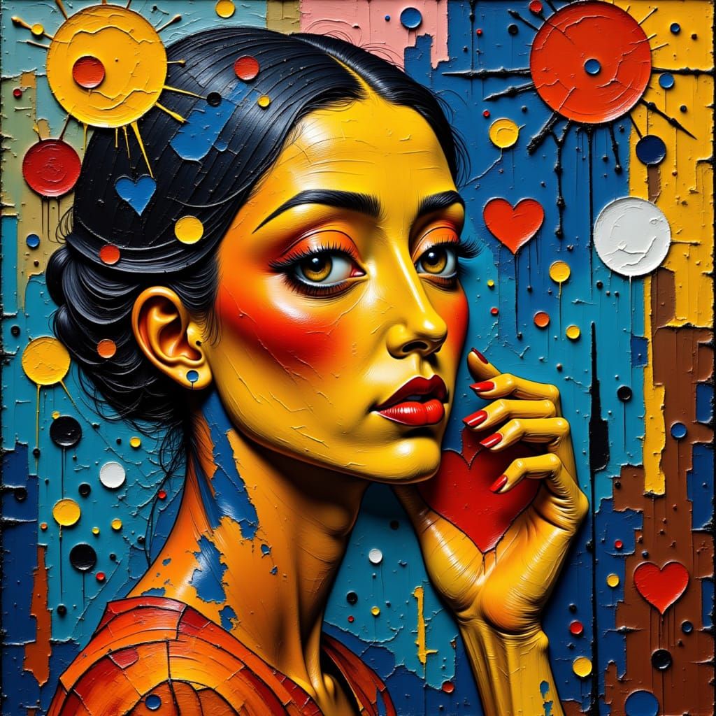 Emotive Portrait in Abstract Expressionist Style