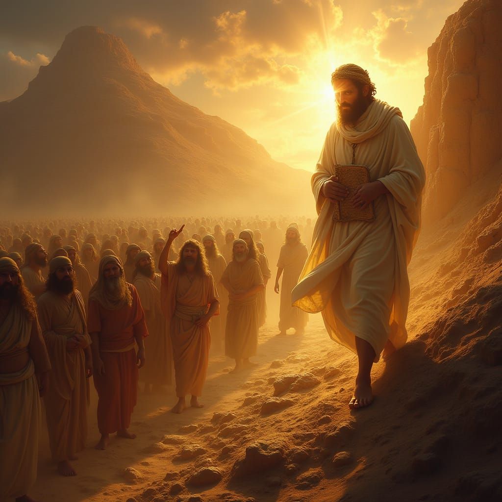 Moses Descends from Mount Sinai with Divine Radiance