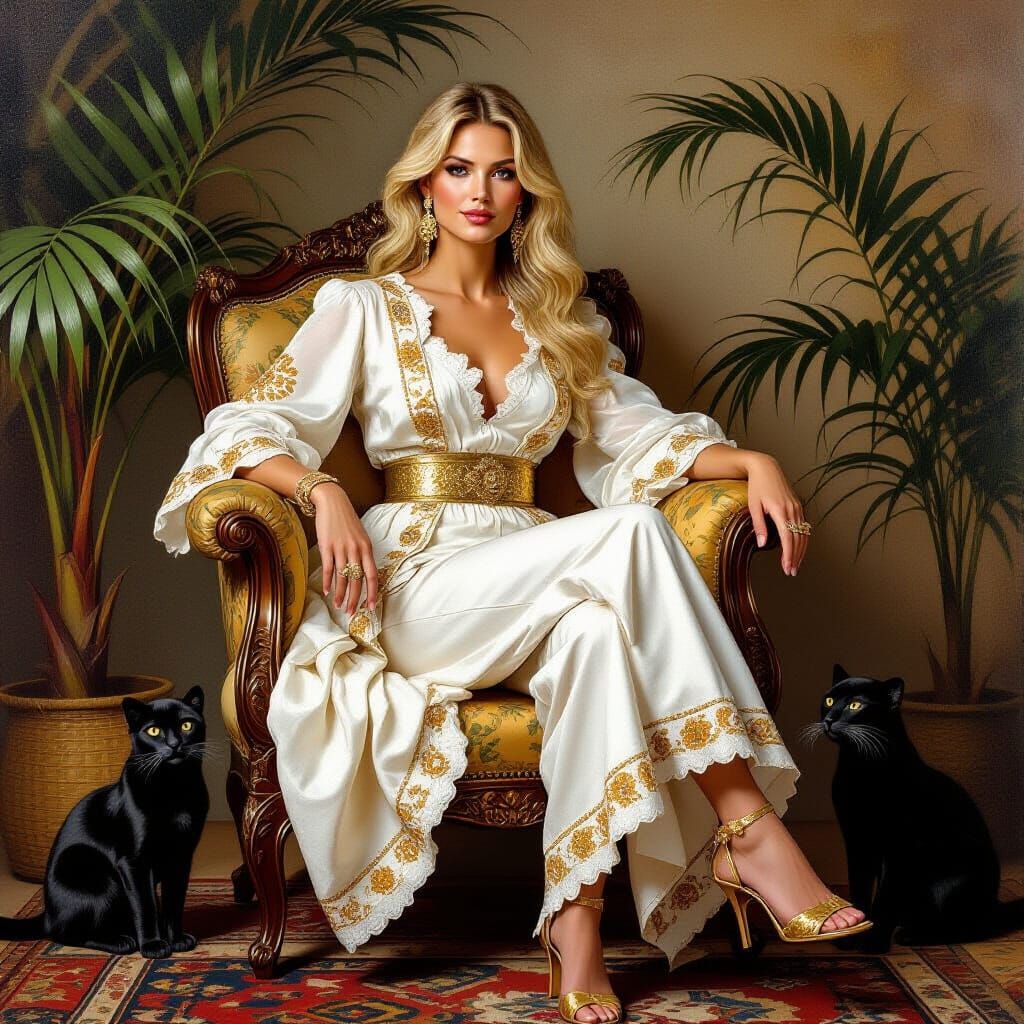 Elegant Blonde Woman in Rembrandt Style